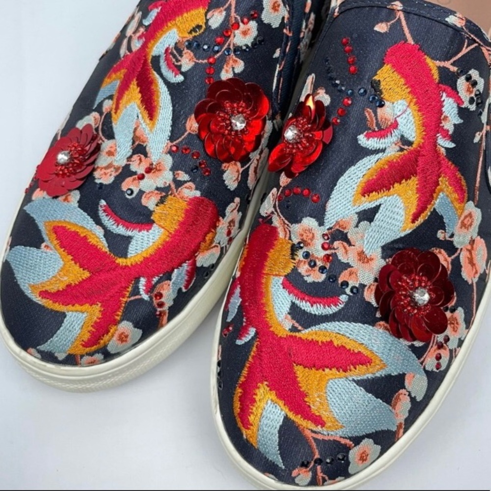 Topshop Embroidered & Sequined Koi Fish Slip-On